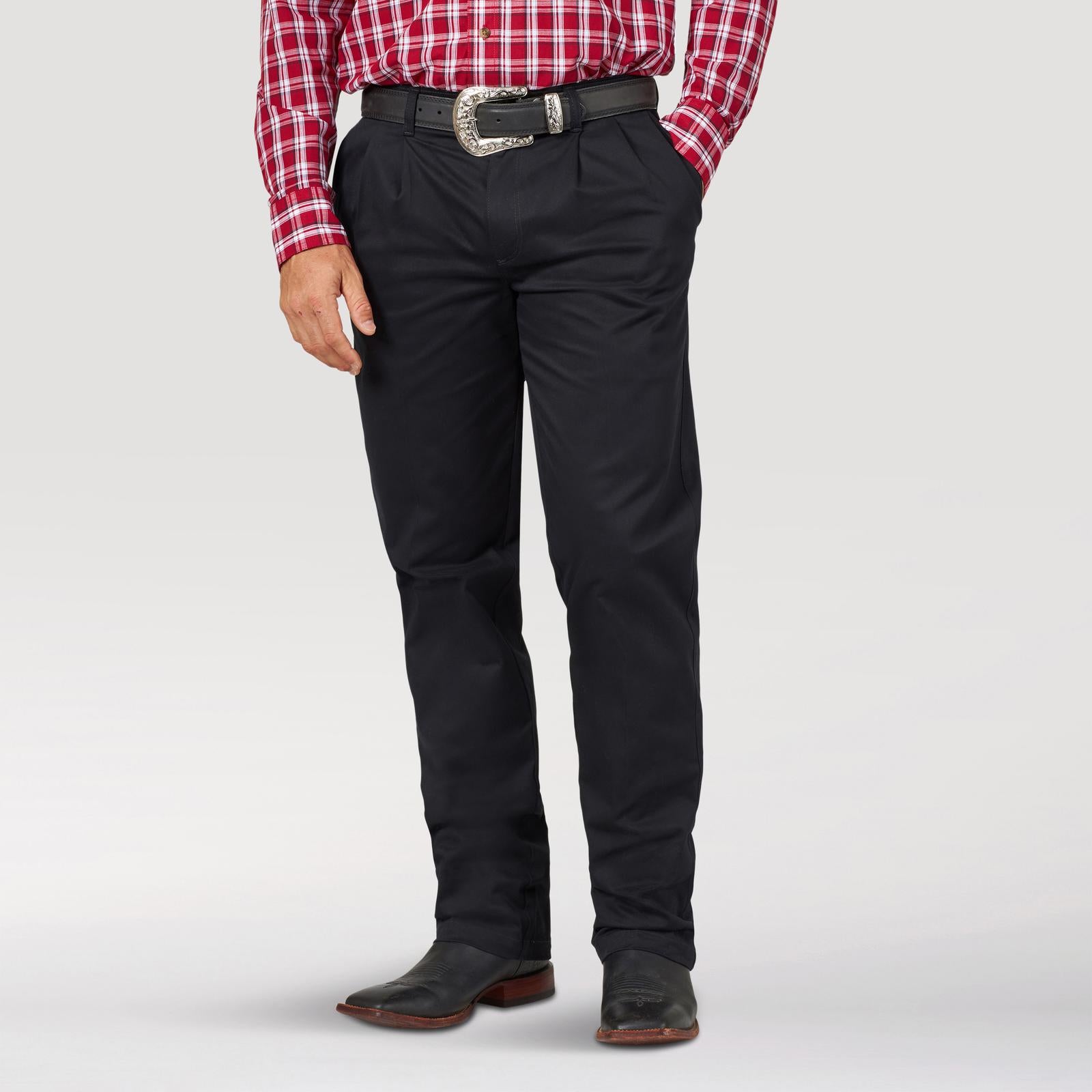 Wrangler Men's Black Casual Pleated Front Western Pants