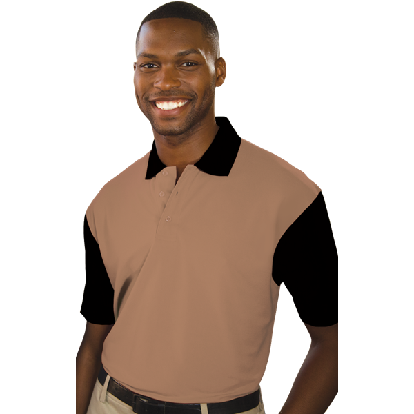 Blue Generation Men's IL-50 Colorblock Polo - BG1054C - Tan with Black (S, L, 3XL, 4XL)