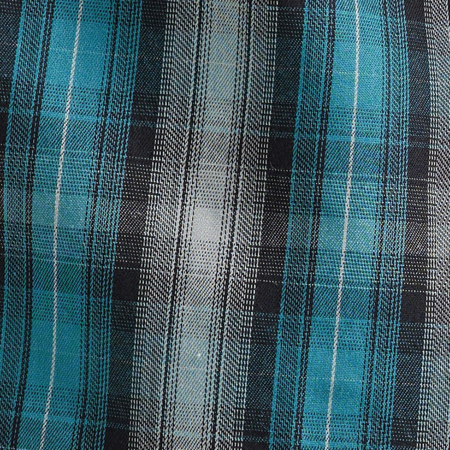 Wrangler® FR Flame-Resistant Long Sleeve Western Snap Plaid Shirt - Black Teal