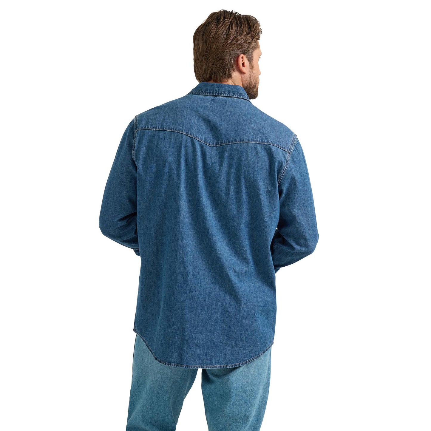 Men's Wrangler® Classic Denim Western Snap Shirt - Mid Wash Denim