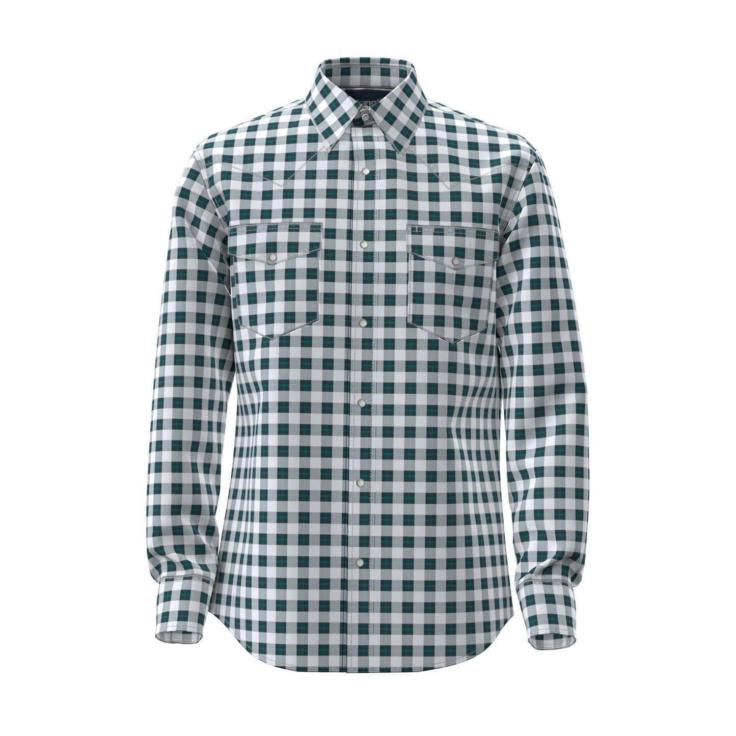 Wrangler® Men's Wrinkle Resist Long Sleeve Shirt - Classic Fit - White/Teal