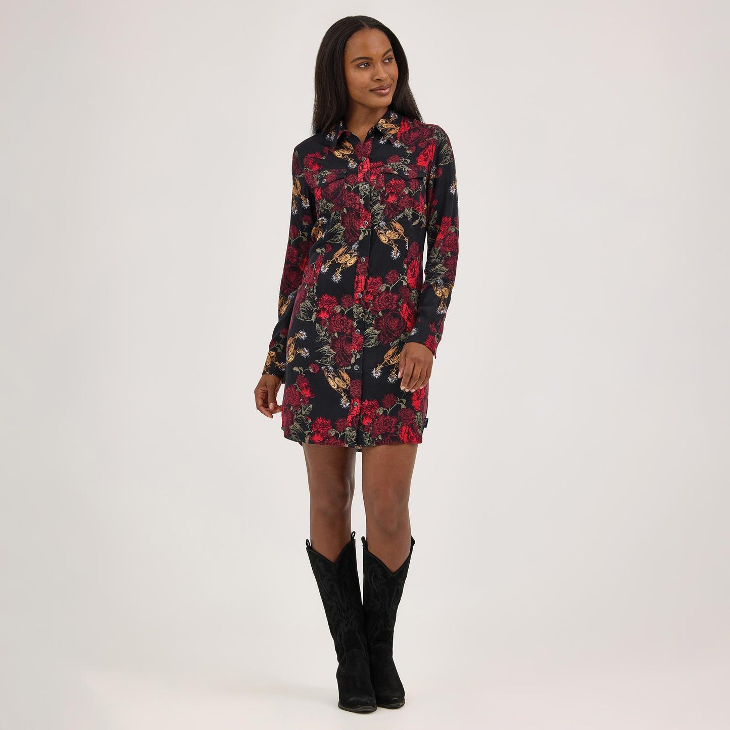 Wrangler Women Retro® Punchy Western Snap Dress - Black