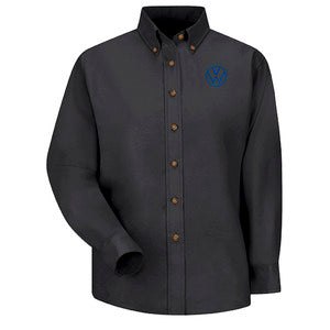 Volkswagen® Women's Long Sleeve Poplin Dress Shirt - Left Chest: Royal VW - Basics Clothing Store