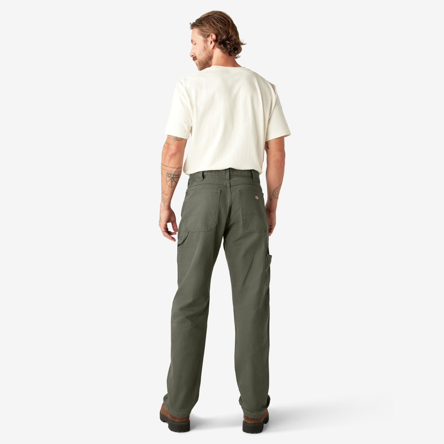 Dickies Relaxed Fit Heavyweight Duck Carpenter Pants - Rinsed Moss Green