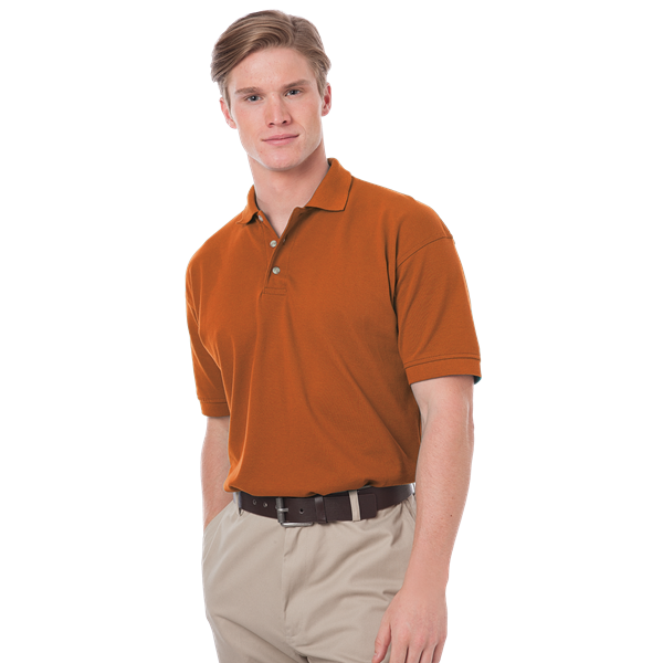 Blue Generation BG2201 Men's Cotton Pique S/S Polo, Burnt Orange, Large (Clearance)