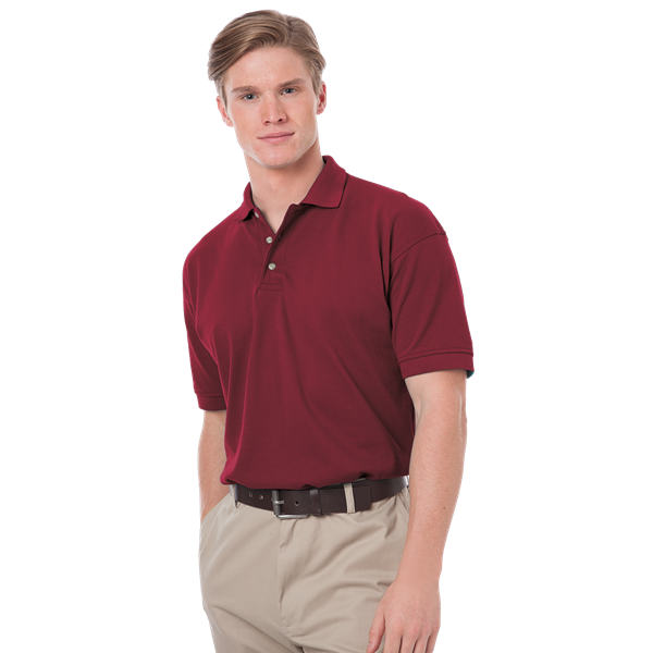 Blue Generation BG2201 Men's Cotton Pique S/S Polo, Burgundy, Large (Clearance)