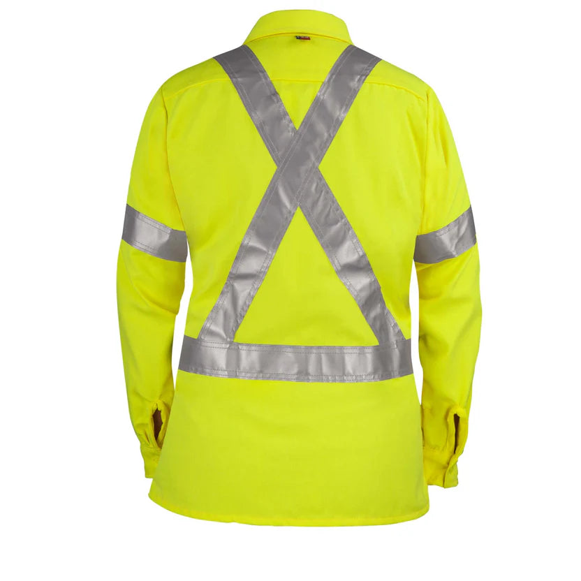 Big Bill Flame Resistant High Visibility Women's Dress Shirt -Yellow -288TY7