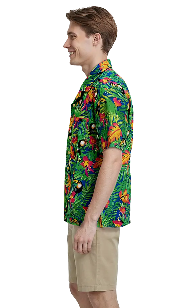Blue Generation Tucan Print Camp Shirt-BG3101