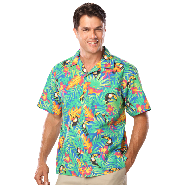 Blue Generation BG3101 Men's Tucan Print Camp Shirt, Tucan, XLarge (Clearance)