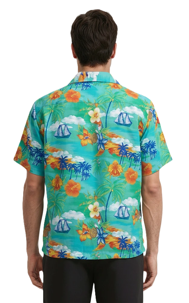Blue Generation Tropic Print Camp Shirt-BG3103