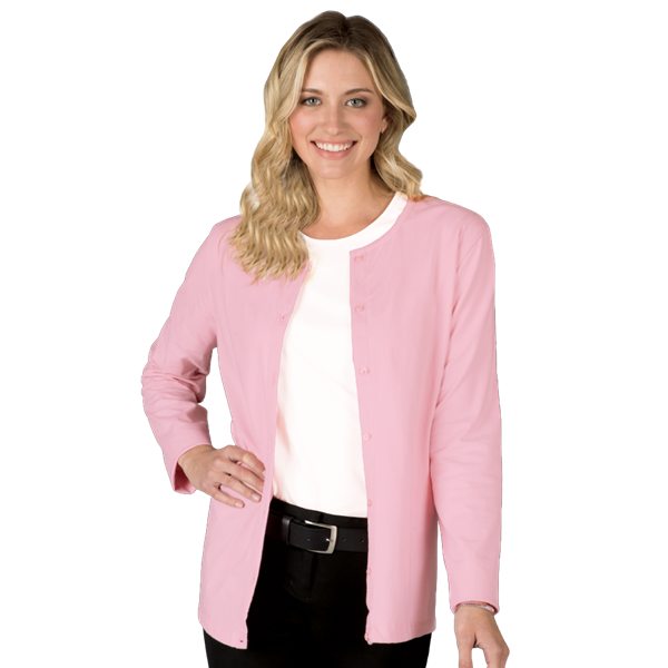 Blue Generation Ladies' L/S Button Front Cardigan - BG4701C - Clearance - Pink (XS)