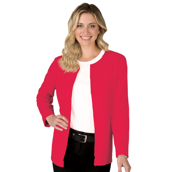 Blue Generation Ladies' L/S Button Front Cardigan - BG4701C - Clearance - Red (XS, S, 4XL)