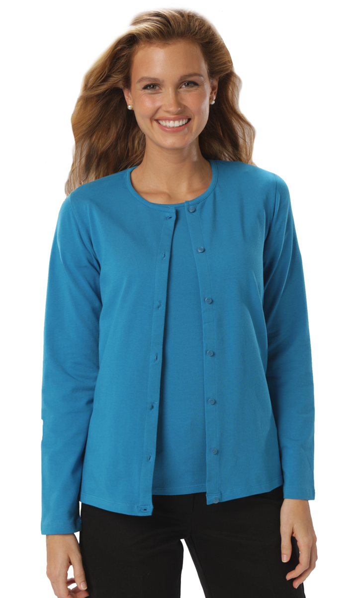 Blue Generation Women L/S Button Front Cardigan