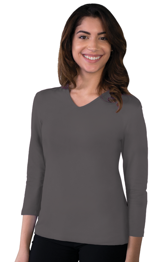 Blue Generation Ladies 3/4 Sleeve V-Neck Tee - XS to 4XL Sale/Closeout