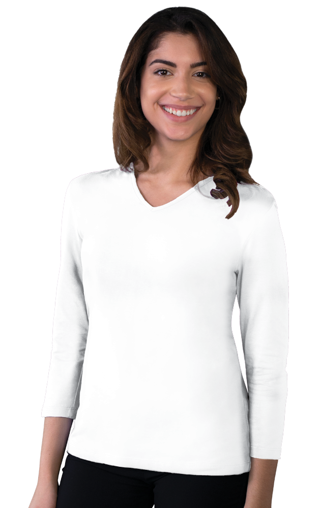 Blue Generation Ladies' 3/4 Sleeve V-Neck Tee-BG4703