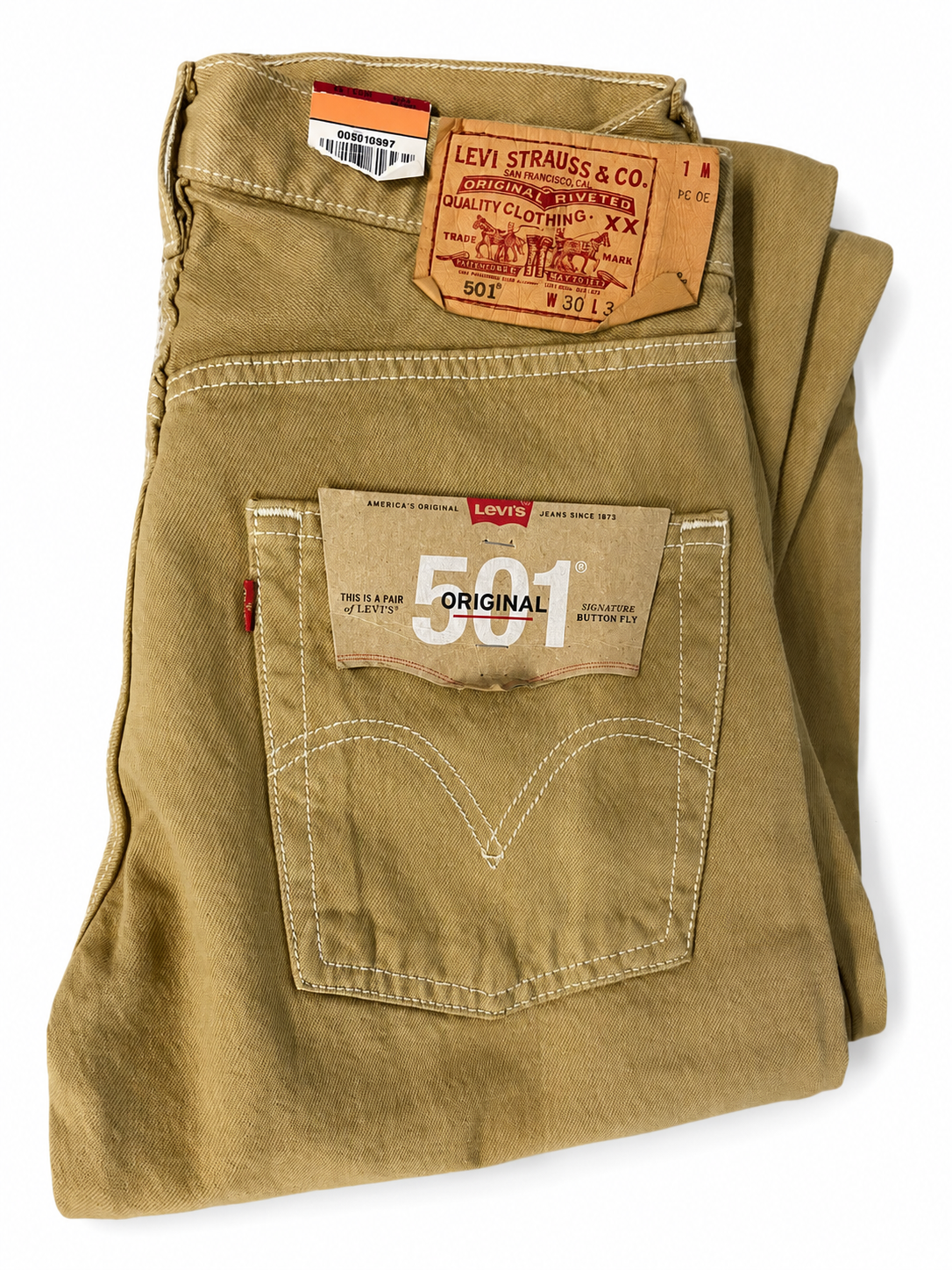 Levi's 501 Original Button Fly Jeans – Khaki/Olive | W30 L30 (Discontinued) (00501-0697) (Clearance)