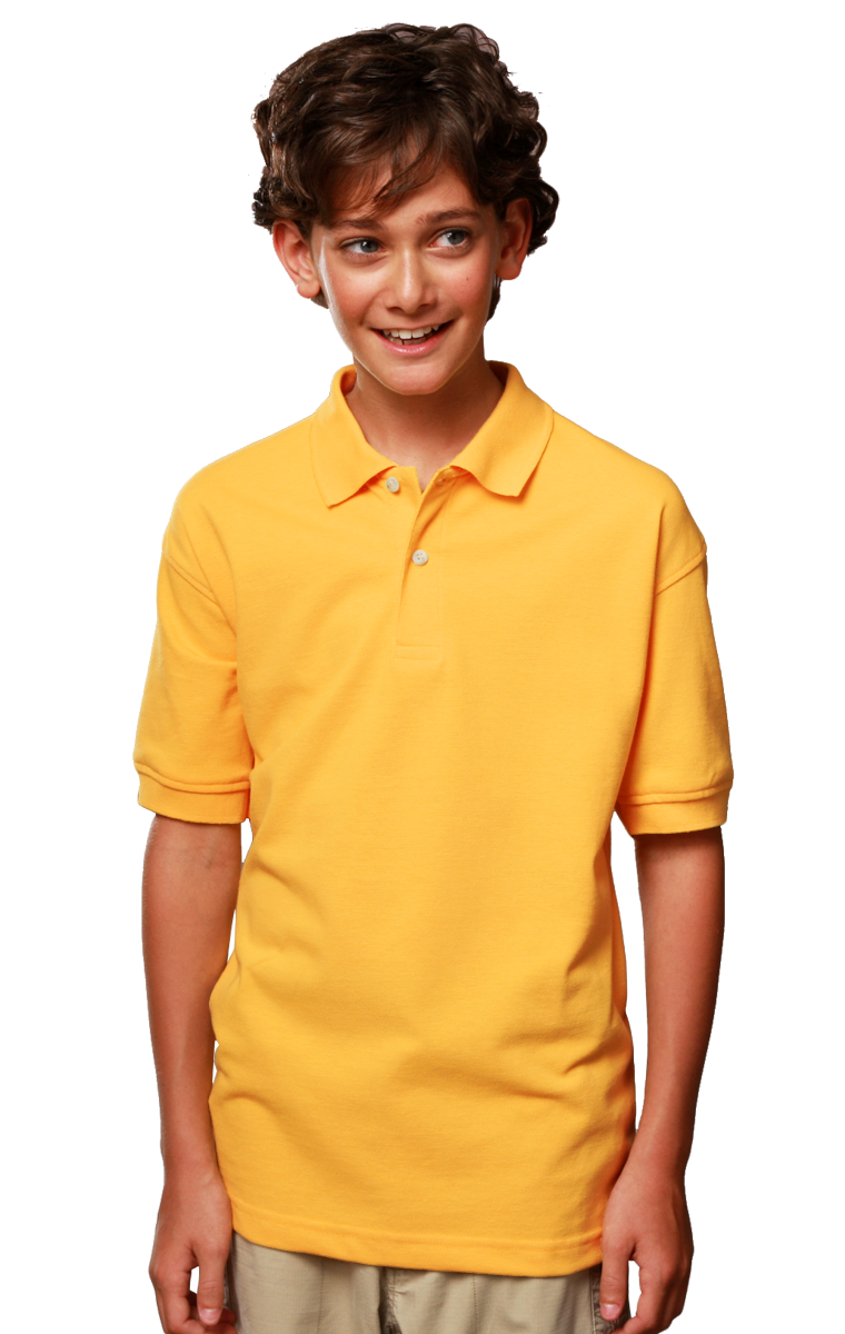 Blue Generation Youth Superblend Short-Sleeve Pique Polo-BG5204 -White