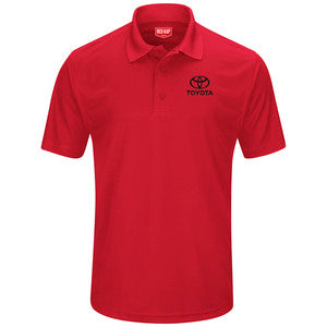 Toyota® Men's Short Sleeve Performance Knit® Pocketless Core Polo - Toyota Logo - RED -5520RD