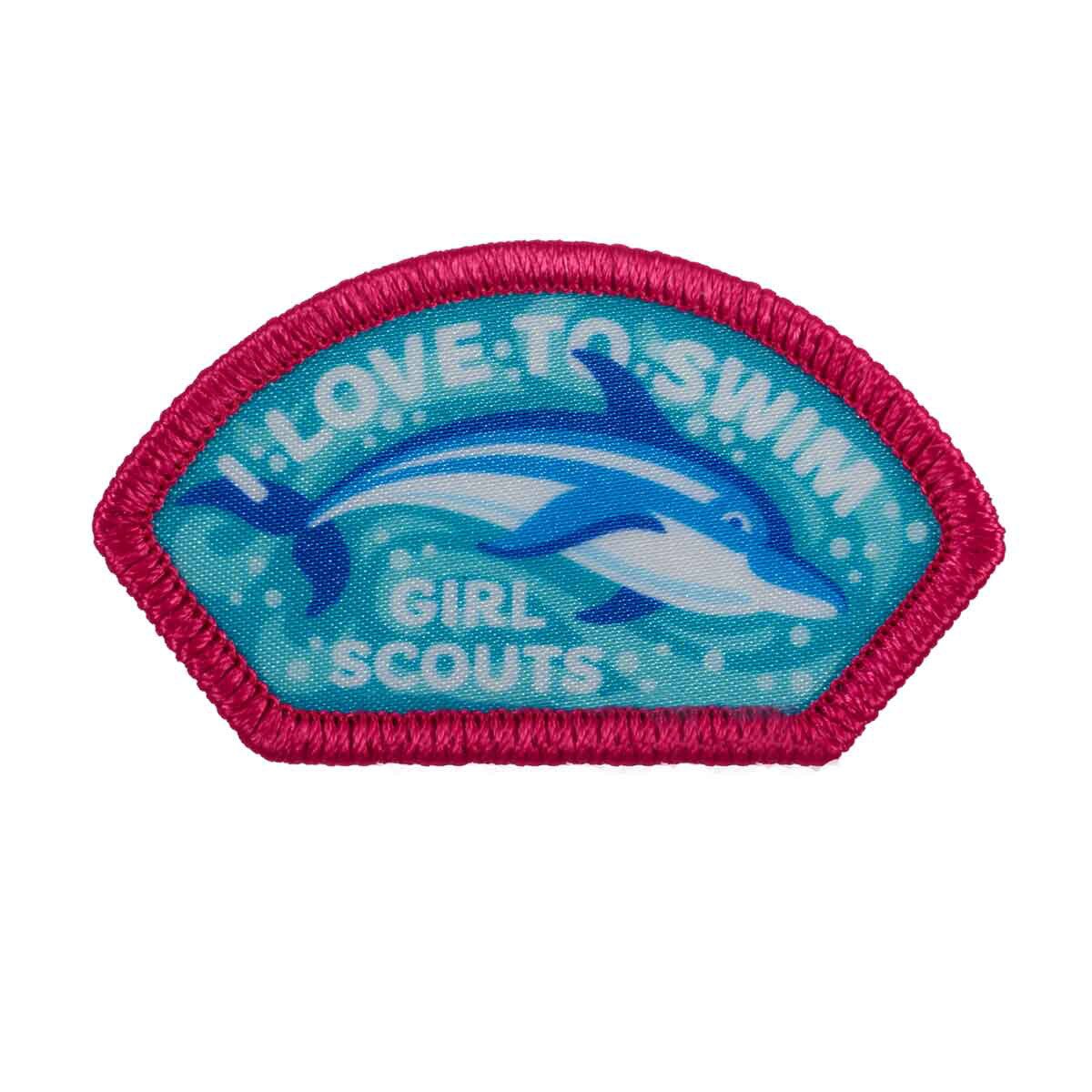 Girl Scouts I Love To Swim Dolphin Sew-On Patch - 57388