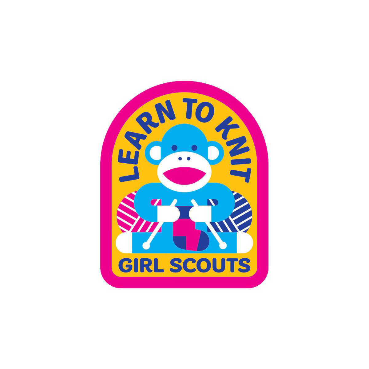 Girl Scouts Learn to Knit Sock Monkey Sew-On Patch - 57402