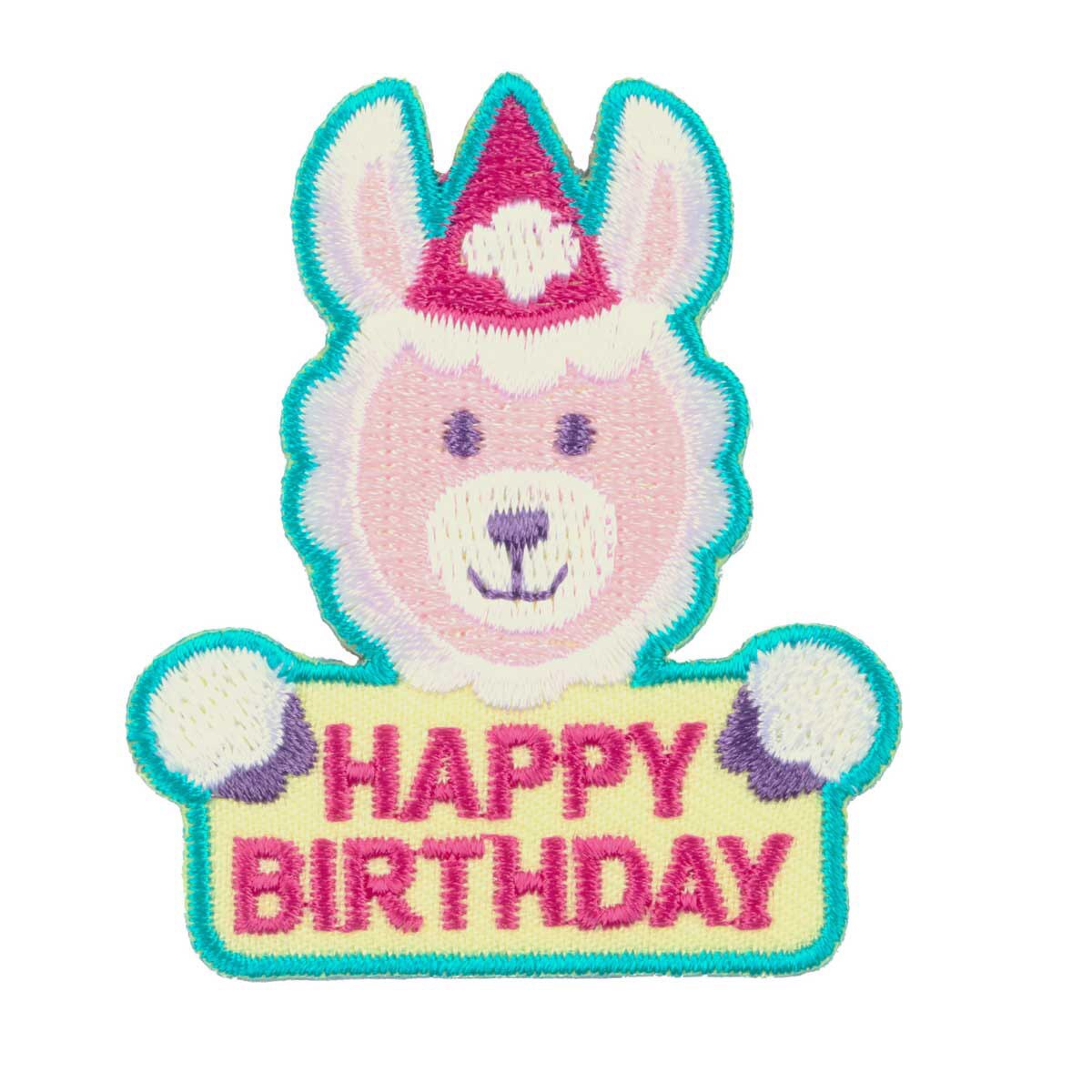 Girl Scouts Happy Birthday Llama Iron-On Patch