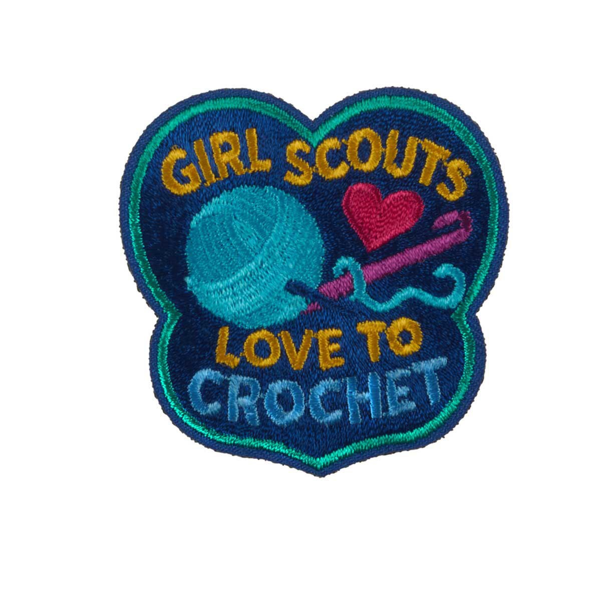Girl Scouts Love to Crochet Heart Iron-On Patch - 59028