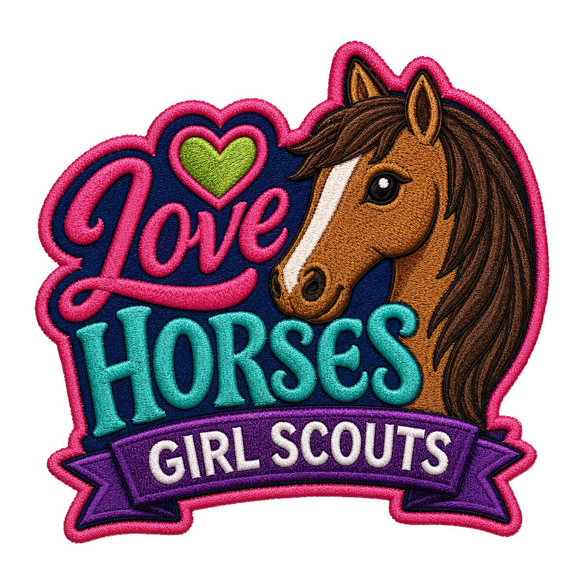 Girl Scouts Love Horses Iron-On Patch - 59234