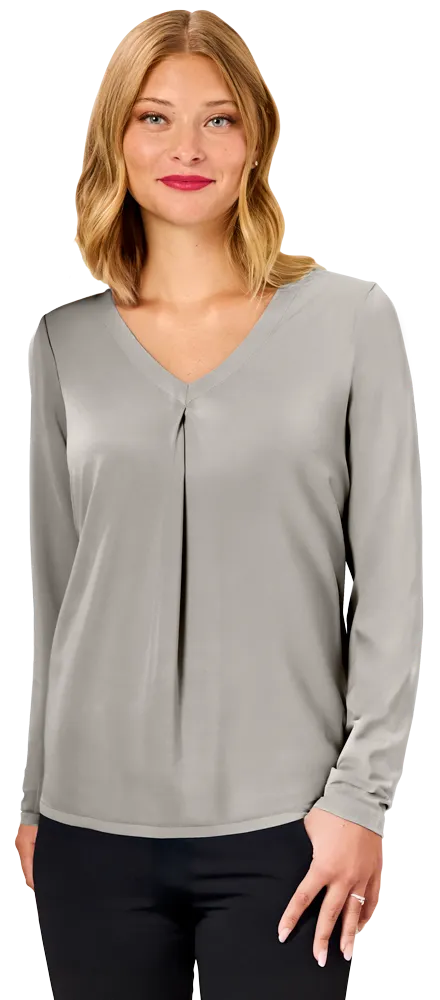 Blue Generation Ladies' Matte Jersey Pleated V-Neck-BG6011