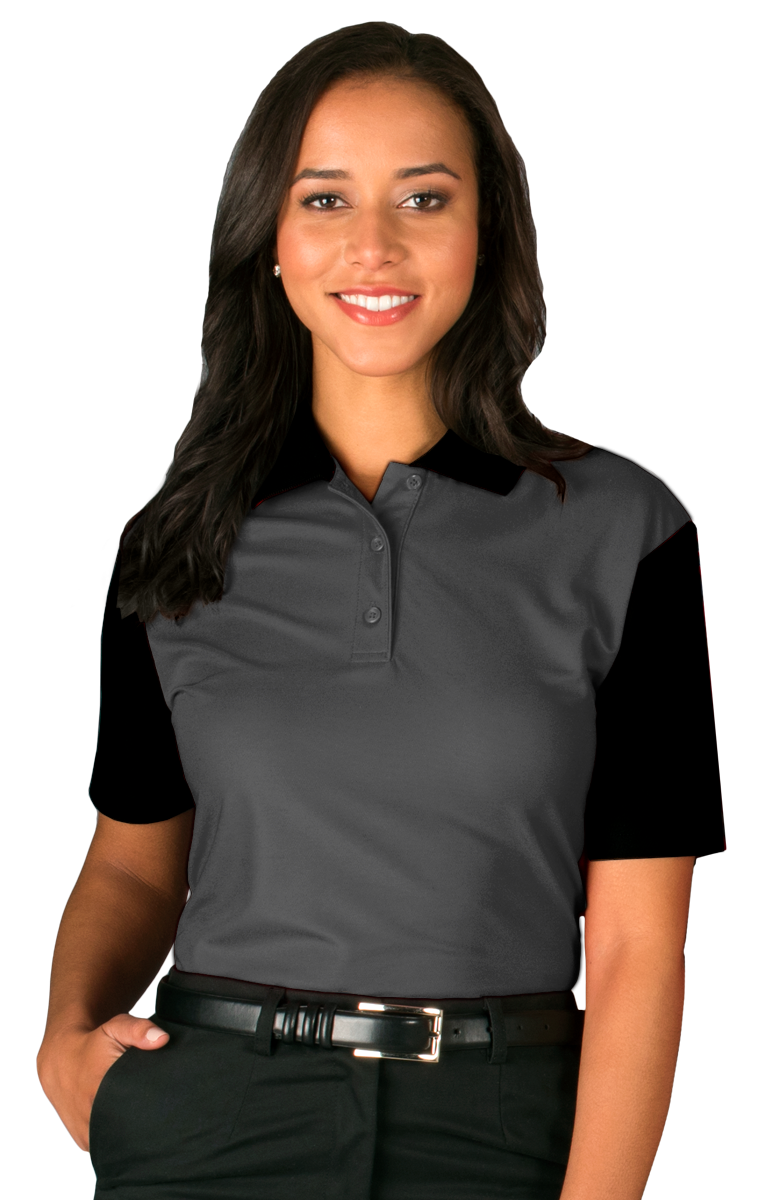 Blue Generation Ladies' IL-50 Colorblock Polo-BG6054 - Light Blue w Navy