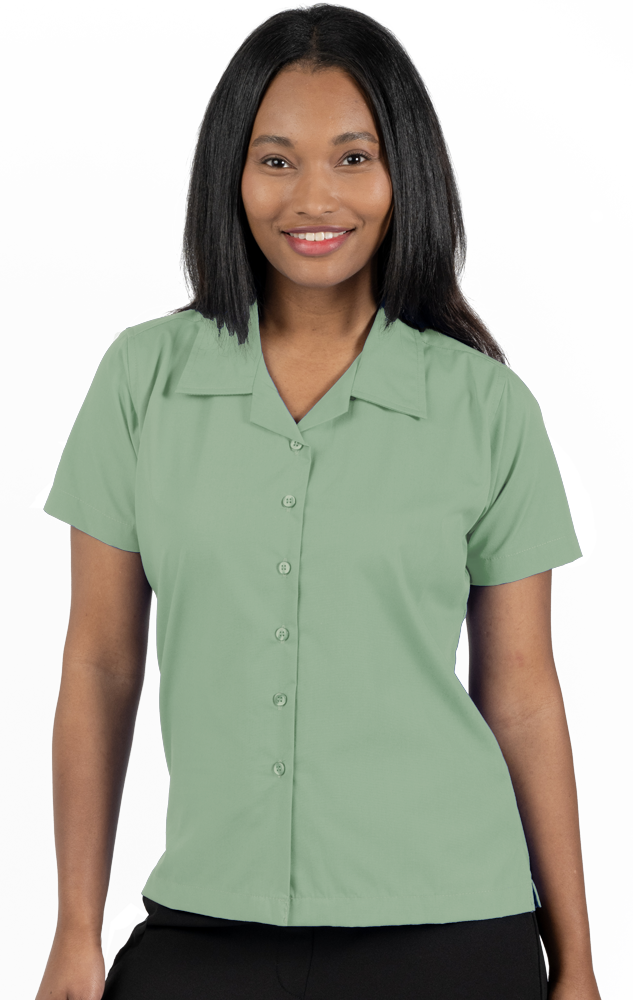 Blue Generation Ladies' Solid Poplin Camp Shirt-BG6100