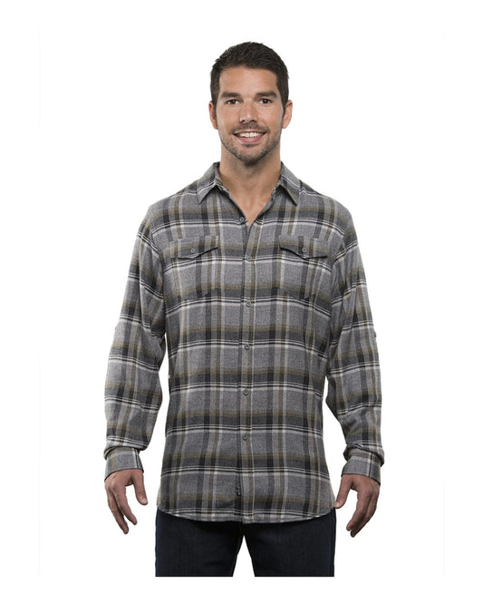 Burnside Yarn-Dyed Long Sleeve Flannel Shirt, Charcoal