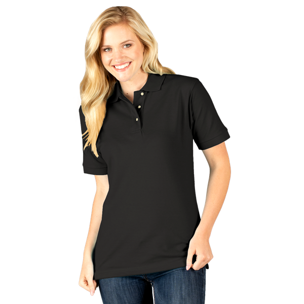 Blue Generation BG6204 Superblend Ladies S/S Pique Polo, Black, XLarge (Clearance)