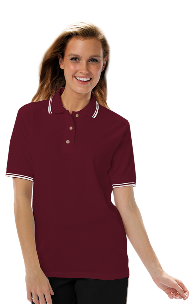 Blue Generation Ladies' Superblend Tipped Pique Polo-BG6205 -White Black