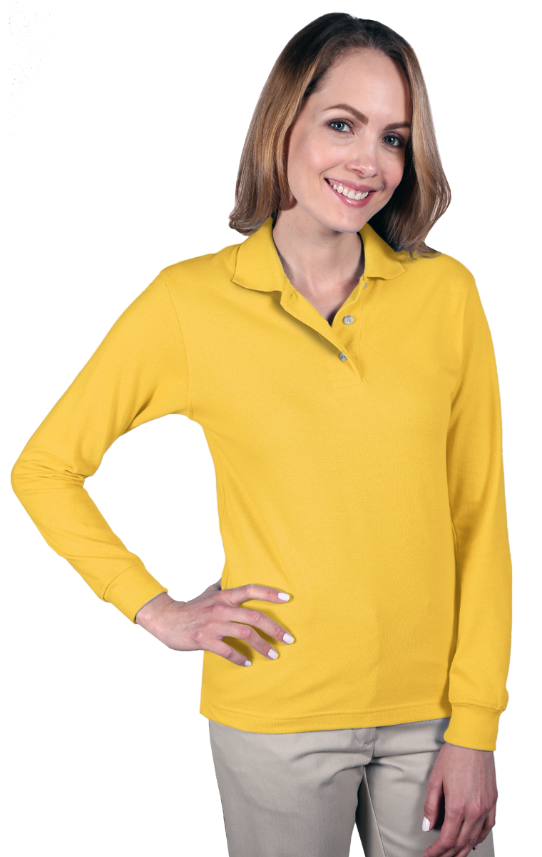 Blue Generation Ladies' Superblend L/S Polo-BG6207 -White