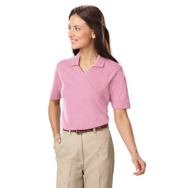 Blue Generation BG6209 Ladies' Superblend V-Neck Polo, Pink, Medium (Clearance)