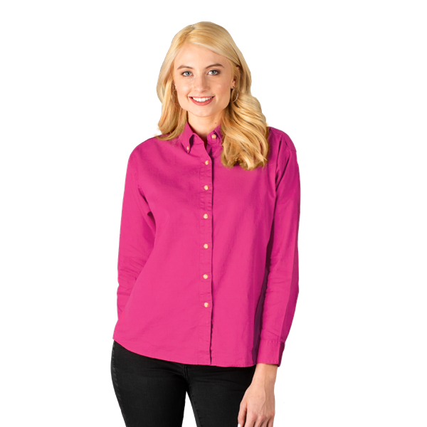 Blue Generation Ladies' L/S 100% Cotton Twill Shirt - BG6213C - Clearance - Sangria (S, 2XL, 3XL, 4XL)