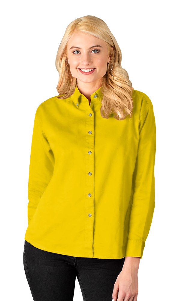 Blue Generation Ladies' L/S 100% Cotton Twill Shirt-BG6213