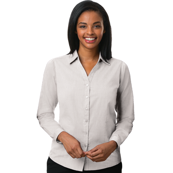 Blue Generation Ladies' L/S Crossweave Shirt - BG6215C Clearance - White (XS, XL, 2XL, 3XL)