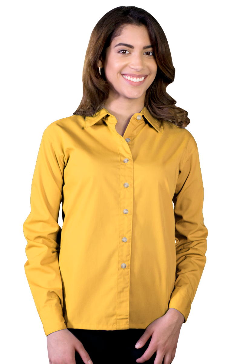 Blue Generation Ladies' L/S Superblend Poplin Shirt with Bone Buttons-BG6216