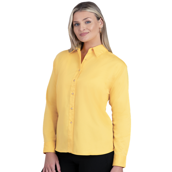 Blue Generation BG6217 Ladies Scotchgard Twill L/S Shirt, Maize, Large (Clearance)
