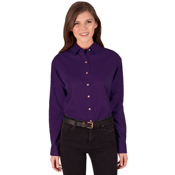 Blue Generation Ladies' SCOTCHGARD Twill L/S Shirt - BG6217C - Clearance - Oxford Burgundy (S, 4XL)