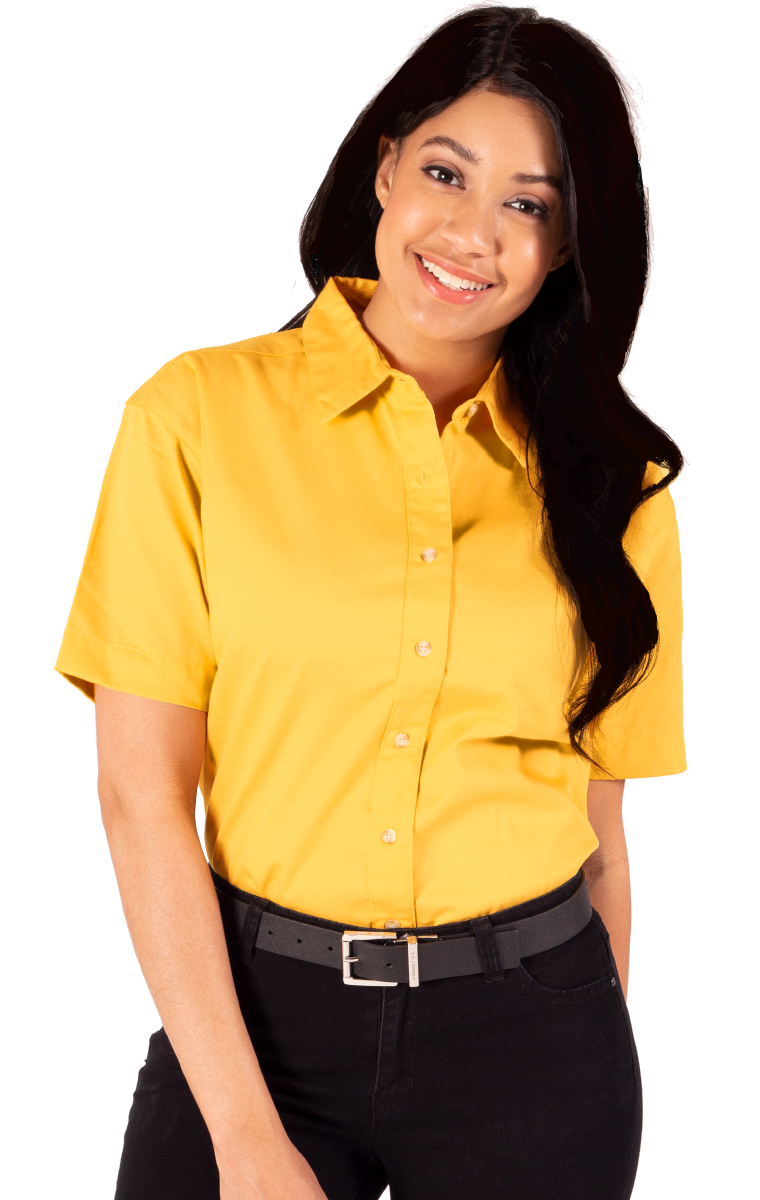Blue Generation Ladies' Scotchgard Twill Short-Sleeve Shirt-BG6217S