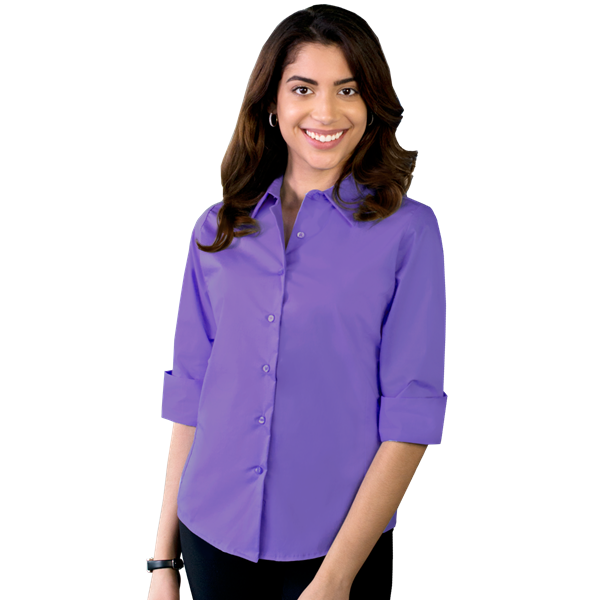 Blue Generation Ladies' 3/4 Sleeve Stretch Poplin Shirt - BG6218C - Clearance - Violet (XS, S, 4XL)