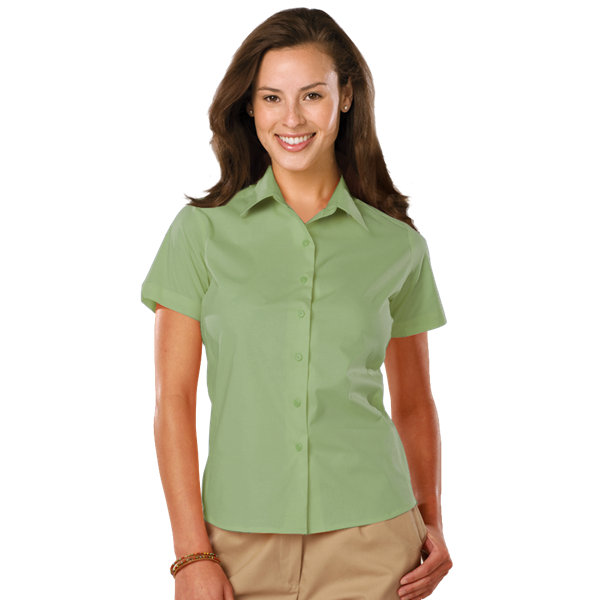 Blue Generation BG6218S Ladies' S/S Stretch Poplin Shirt, Cactus, Large (Clearance)