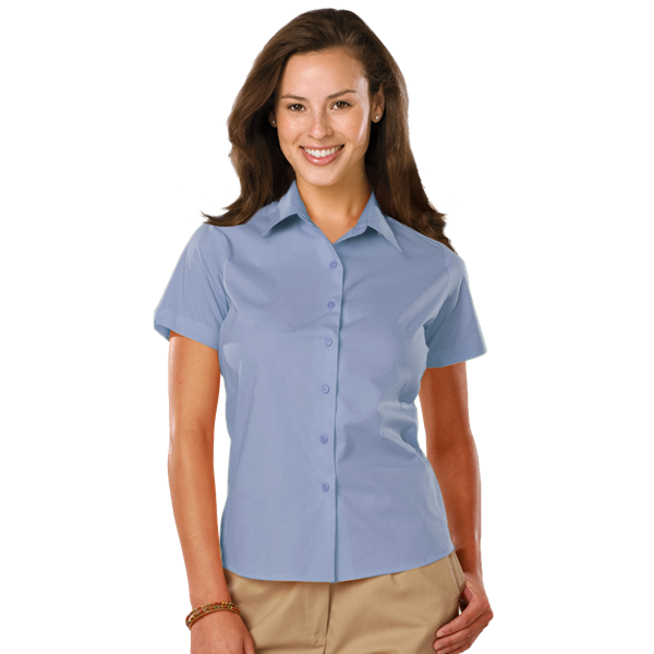 Blue Generation BG6218S Ladies' S/S Stretch Poplin Shirt, Light Blue, 4XLarge (Clearance)