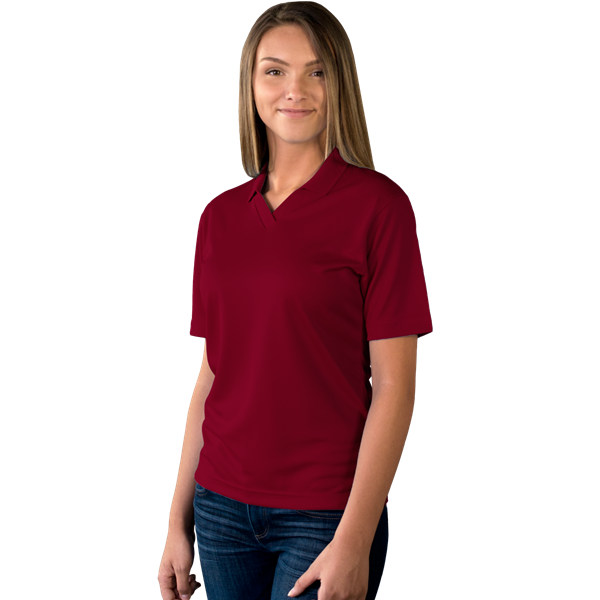 Blue Generation BG6219 Ladies Wicking V-Neck Polo, Burgundy, Large (Clearance)