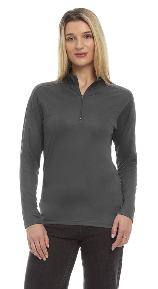 Blue Generation Ladies' Wicking L/S Solid Zip Pullover-BG6230