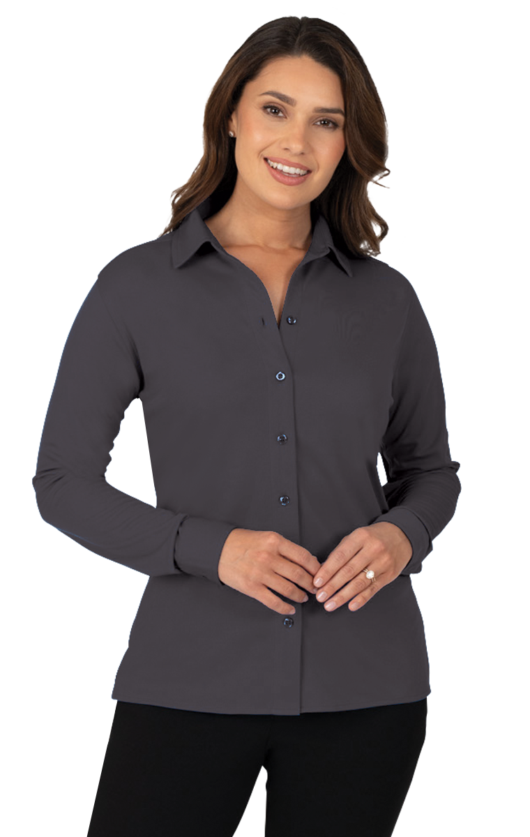 Blue Generation Ladies' Knit Stretch Woven Shirt-BG6273