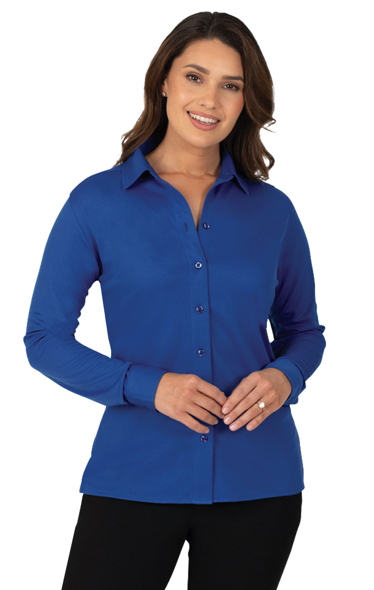 Blue Generation Women Knit Stretch Woven L/S Shirt
