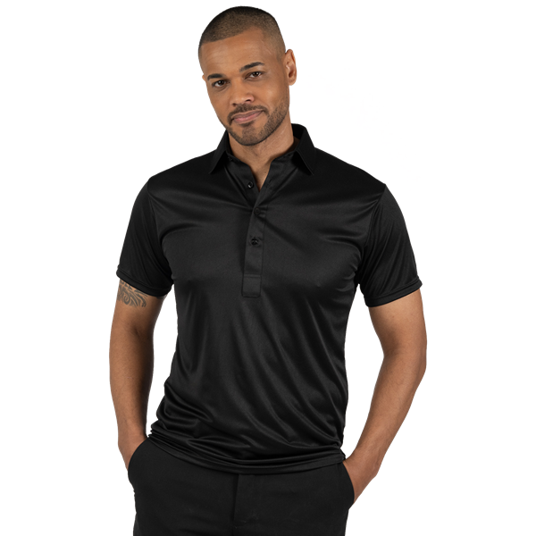 Blue Generation BG7007 Mens Bonded Collar Dress Polo, Black, Medium (Clearance)